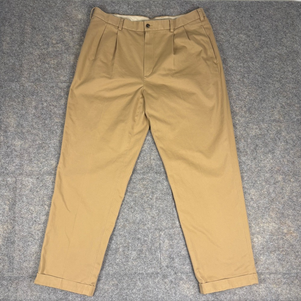Brooks Brothers 346 Advantage Chino Elliot Pleated Khaki Pants Mens 38x32 Tan